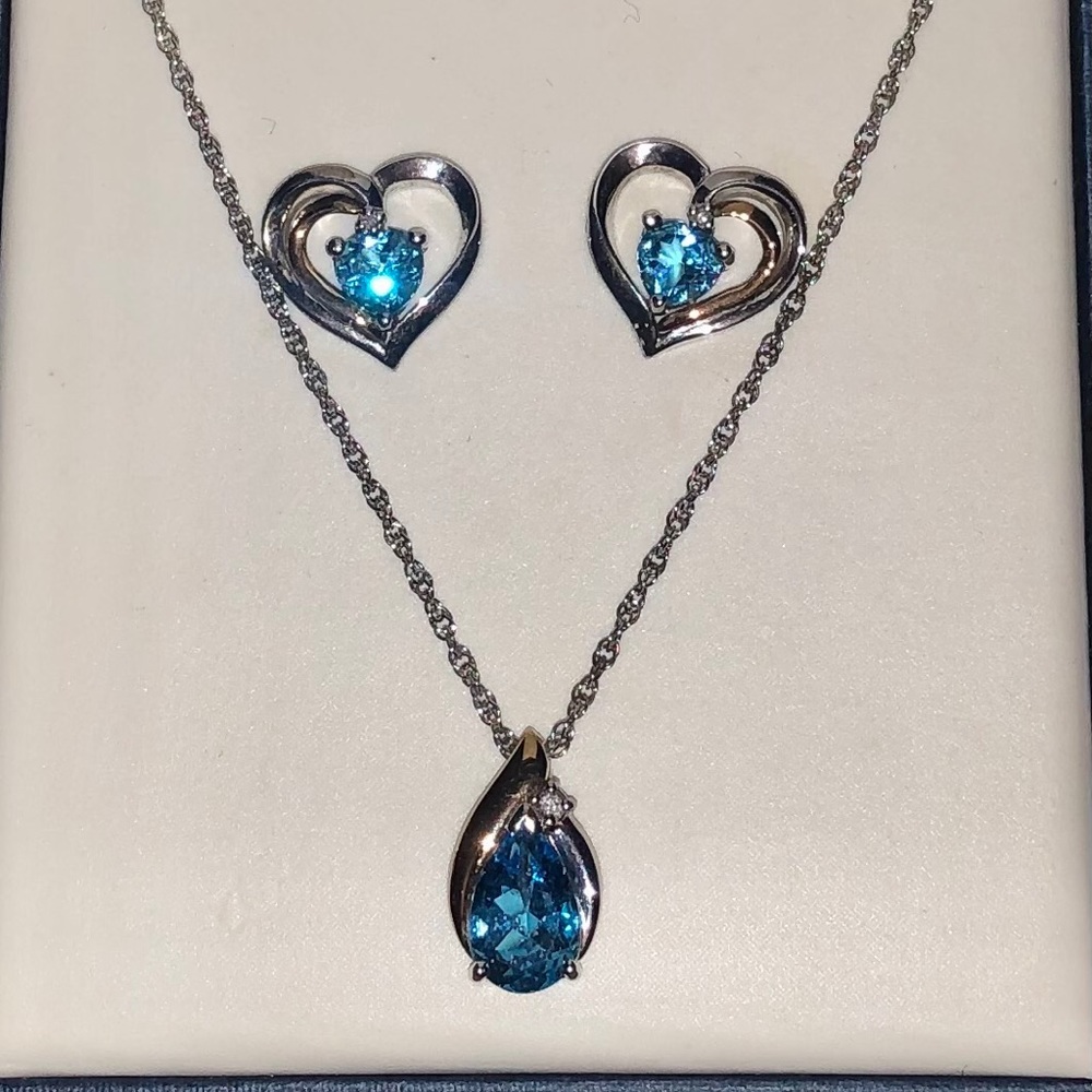 Blue topaz - silver & gold